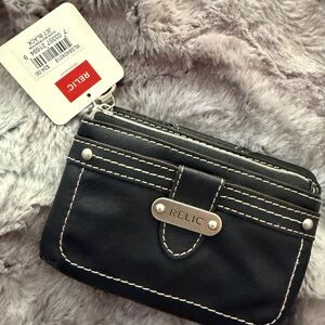 Relic Black Coin Purse with Stitch Detail